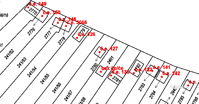 Sezimovo Ústí 127 na parcele st. 2780 v KÚ Sezimovo Ústí, Katastrální mapa