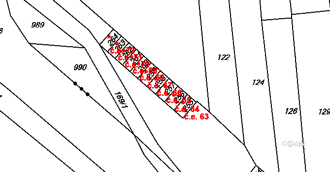 Březenec 65, Jirkov na parcele st. 257 v KÚ Březenec, Katastrální mapa