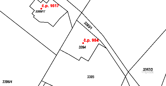 Rumburk 1 954, Rumburk na parcele st. 3394 v KÚ Rumburk, Katastrální mapa
