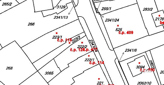 Ústí nad Orlicí 477 na parcele st. 222/2 v KÚ Ústí nad Orlicí, Katastrální mapa