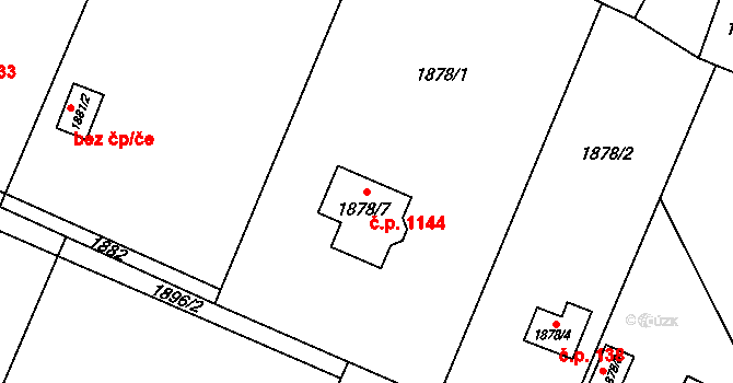 Vratimov 1144 na parcele st. 1878/7 v KÚ Vratimov, Katastrální mapa