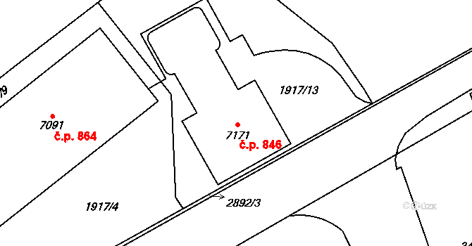 Chrudim III 846, Chrudim na parcele st. 7171 v KÚ Chrudim, Katastrální mapa