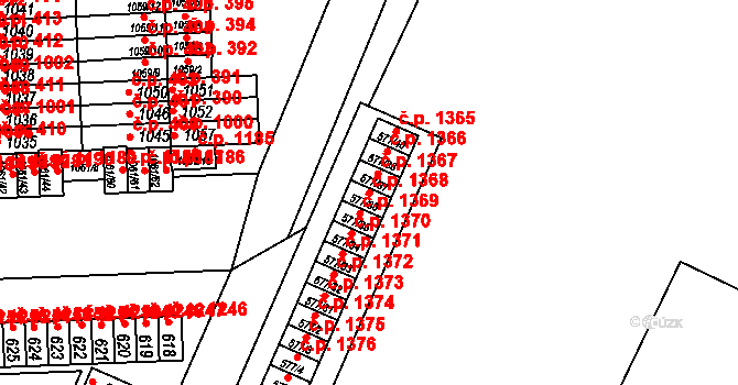 Klokoty 1368, Tábor na parcele st. 577/36 v KÚ Klokoty, Katastrální mapa