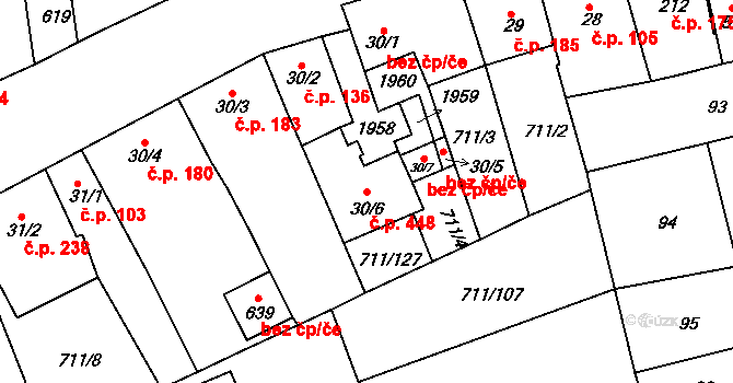 Švihov 448 na parcele st. 30/6 v KÚ Švihov u Klatov, Katastrální mapa