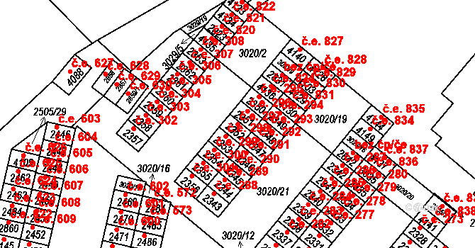 Kyjov 297 na parcele st. 2352 v KÚ Kyjov, Katastrální mapa