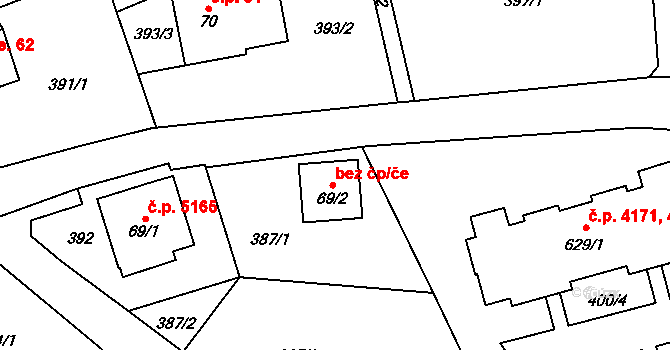 Jablonec nad Nisou 38435039 na parcele st. 69/2 v KÚ Kokonín, Katastrální mapa