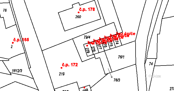 Ohnišov 38470039 na parcele st. 279 v KÚ Ohnišov, Katastrální mapa
