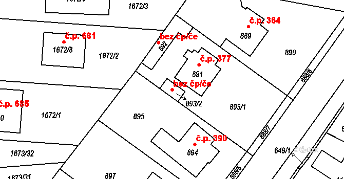 Hřebeč 38574039 na parcele st. 893/2 v KÚ Hřebeč, Katastrální mapa
