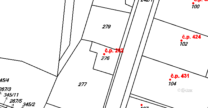 Želechovice nad Dřevnicí 262 na parcele st. 276 v KÚ Želechovice nad Dřevnicí, Katastrální mapa