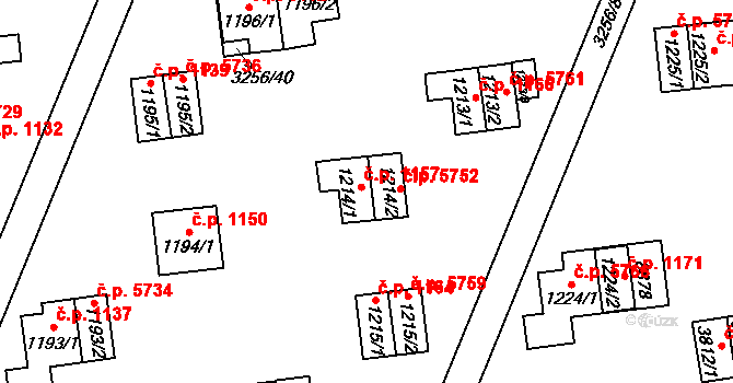 Zlín 1157 na parcele st. 1214/1 v KÚ Zlín, Katastrální mapa