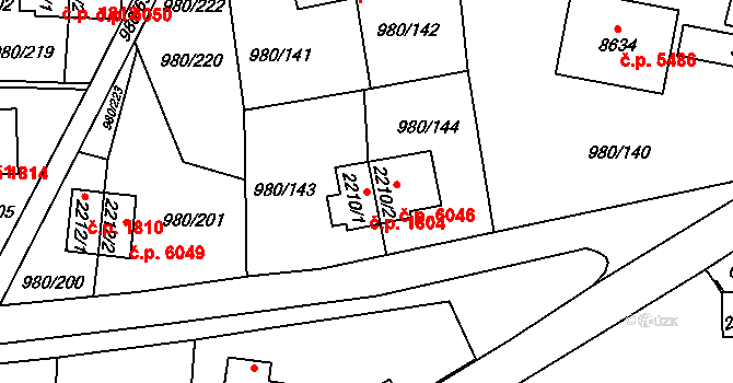 Zlín 1804 na parcele st. 2210/1 v KÚ Zlín, Katastrální mapa