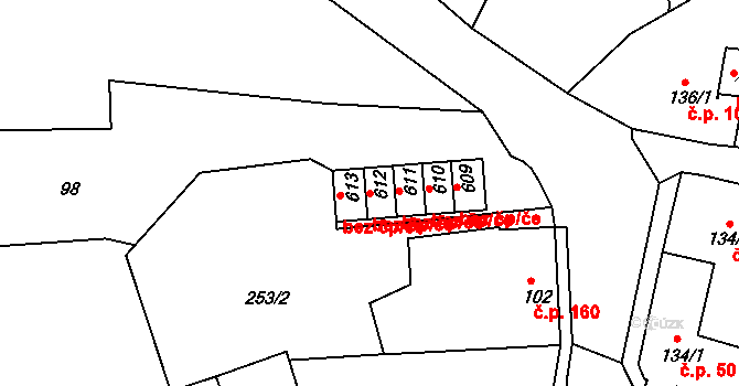 Plesná 42415039 na parcele st. 612 v KÚ Plesná, Katastrální mapa