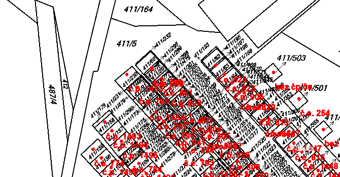 Ráj 802, Karviná na parcele st. 411/78 v KÚ Ráj, Katastrální mapa