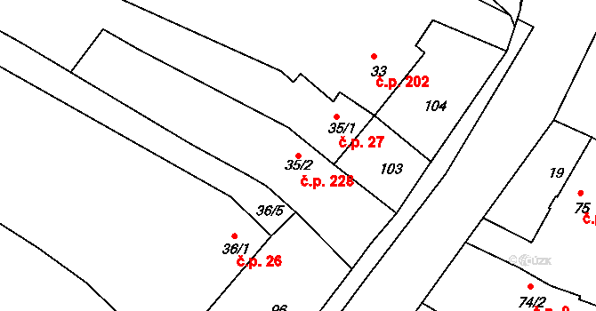 Nezdenice 228 na parcele st. 35/2 v KÚ Nezdenice, Katastrální mapa