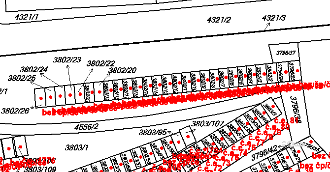 Teplice 50052039 na parcele st. 3802/13 v KÚ Teplice, Katastrální mapa