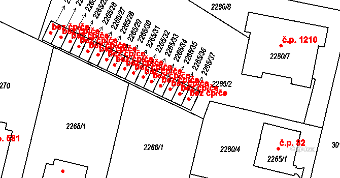 Praha 50208039 na parcele st. 2265/35 v KÚ Braník, Katastrální mapa