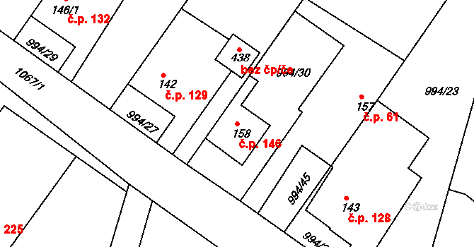 Čimelice 146 na parcele st. 158 v KÚ Čimelice, Katastrální mapa