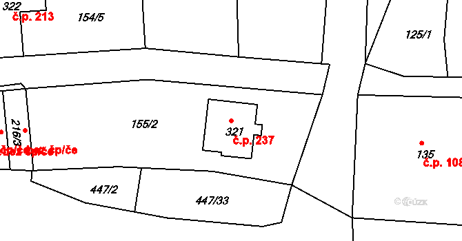 Kaznějov 237 na parcele st. 321 v KÚ Kaznějov, Katastrální mapa