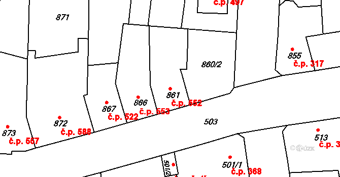 Česká Skalice 552 na parcele st. 861 v KÚ Česká Skalice, Katastrální mapa