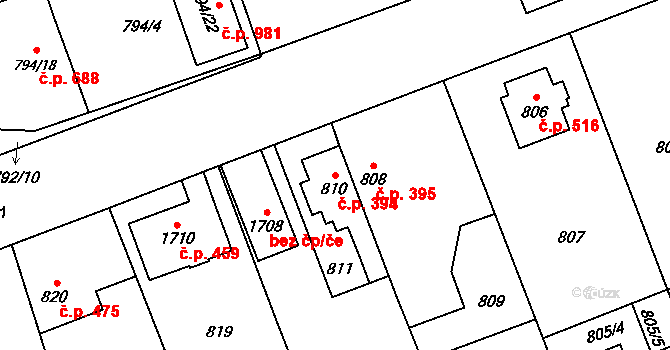 Hronov 394 na parcele st. 810 v KÚ Hronov, Katastrální mapa