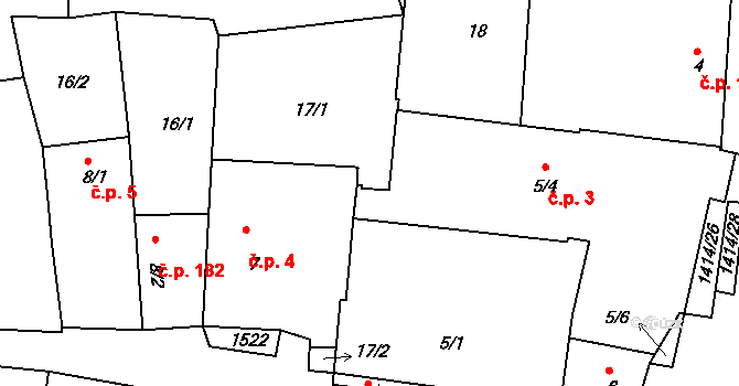 Lhenice 3 na parcele st. 5/4 v KÚ Lhenice, Katastrální mapa