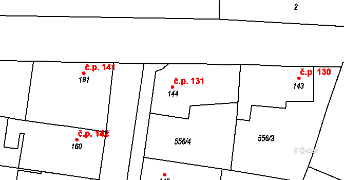Krušovice 131 na parcele st. 144 v KÚ Krušovice, Katastrální mapa