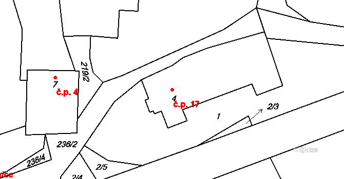 Milotičky 17, Červená Řečice na parcele st. 4 v KÚ Milotičky, Katastrální mapa