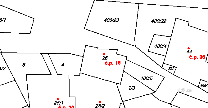Svatava 16, Černovice na parcele st. 26 v KÚ Svatava u Černovic, Katastrální mapa