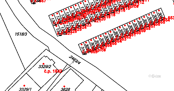 Humpolec 668 na parcele st. 3099 v KÚ Humpolec, Katastrální mapa