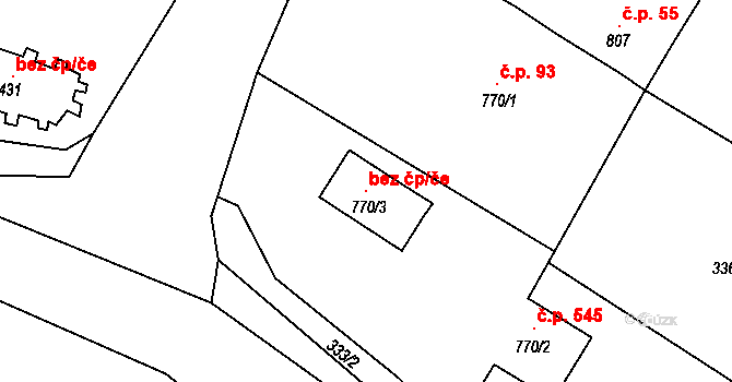 Kouřim 97051039 na parcele st. 770/3 v KÚ Kouřim, Katastrální mapa