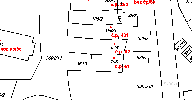 Brumovice 52 na parcele st. 415 v KÚ Brumovice, Katastrální mapa