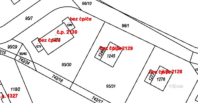 Kamenice 102785040 na parcele st. 1246 v KÚ Ládví, Katastrální mapa