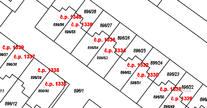 Svatobořice 1334, Svatobořice-Mistřín na parcele st. 896/53 v KÚ Svatobořice, Katastrální mapa