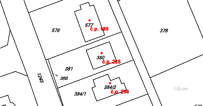 Přerov VII-Čekyně 225, Přerov na parcele st. 380 v KÚ Čekyně, Katastrální mapa