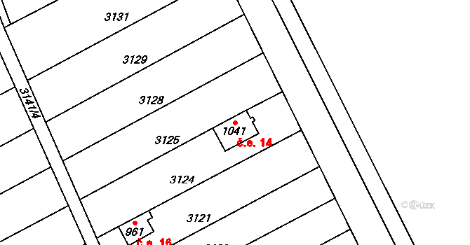 Tovačov II-Annín 14, Tovačov na parcele st. 1041 v KÚ Tovačov, Katastrální mapa