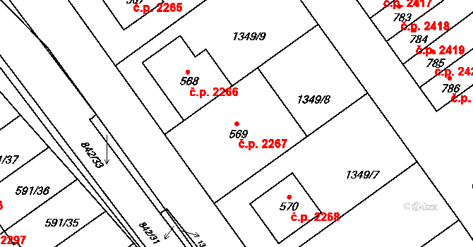 Nětčice 2267, Kyjov na parcele st. 569 v KÚ Nětčice u Kyjova, Katastrální mapa