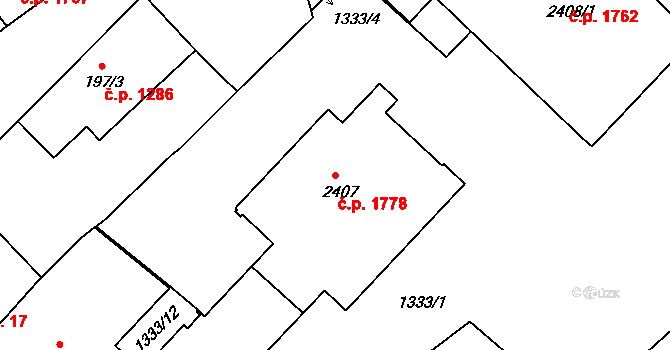 Brandýs nad Labem 1778, Brandýs nad Labem-Stará Boleslav na parcele st. 2407 v KÚ Brandýs nad Labem, Katastrální mapa