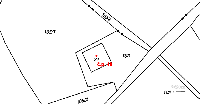 Františkov 40, Rokytnice nad Jizerou na parcele st. 24 v KÚ Františkov v Krkonoších, Katastrální mapa