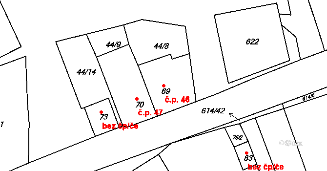 Střemeníčko 46, Luká na parcele st. 69 v KÚ Střemeníčko, Katastrální mapa