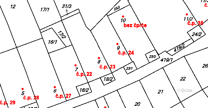Zdeňkov 24 na parcele st. 9 v KÚ Zdeňkov, Katastrální mapa