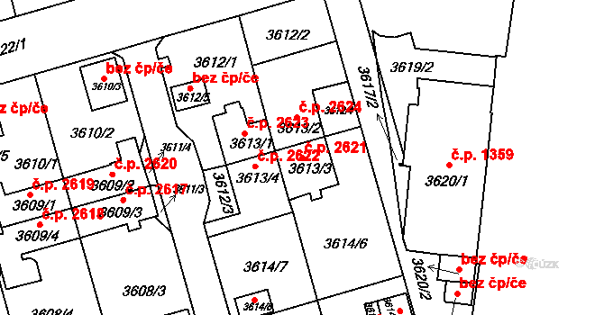 Frýdek 2621, Frýdek-Místek na parcele st. 3613/3 v KÚ Frýdek, Katastrální mapa