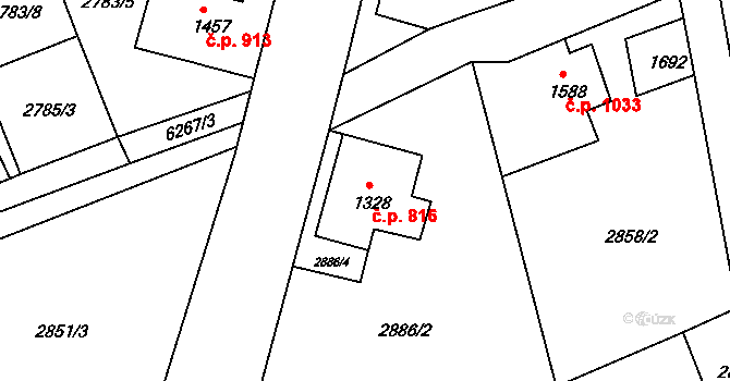 Starý Jiříkov 816, Jiříkov na parcele st. 1328 v KÚ Jiříkov, Katastrální mapa