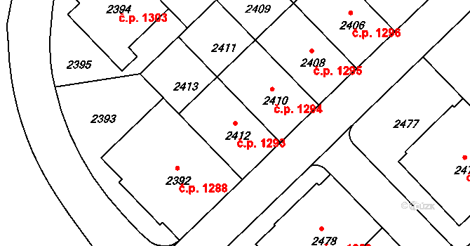 Nusle 1293, Praha na parcele st. 2412 v KÚ Nusle, Katastrální mapa