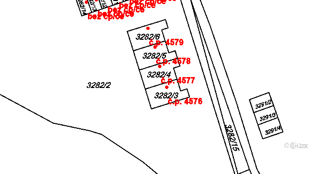 Chomutov 4576 na parcele st. 3282/3 v KÚ Chomutov II, Katastrální mapa