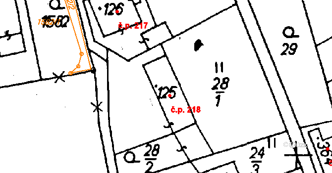 Jeřmanice 218 na parcele st. 125 v KÚ Jeřmanice, Katastrální mapa