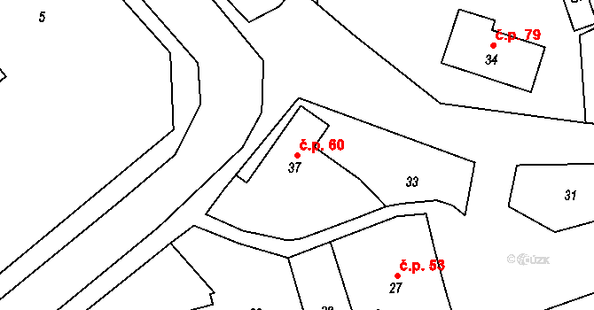Plinkout 60, Dlouhá Loučka na parcele st. 37 v KÚ Plinkout, Katastrální mapa