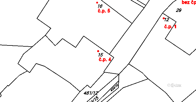 Opatovice 4, Červené Pečky na parcele st. 15 v KÚ Opatovice, Katastrální mapa