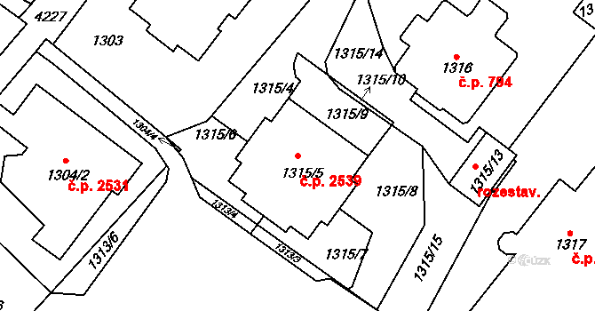 Vinohrady 2539, Praha na parcele st. 1315/5 v KÚ Vinohrady, Katastrální mapa
