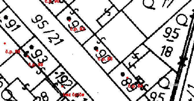 Heřmaň 85 na parcele st. 90 v KÚ Heřmaň, Katastrální mapa