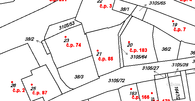 Sepekov 85 na parcele st. 21 v KÚ Sepekov, Katastrální mapa